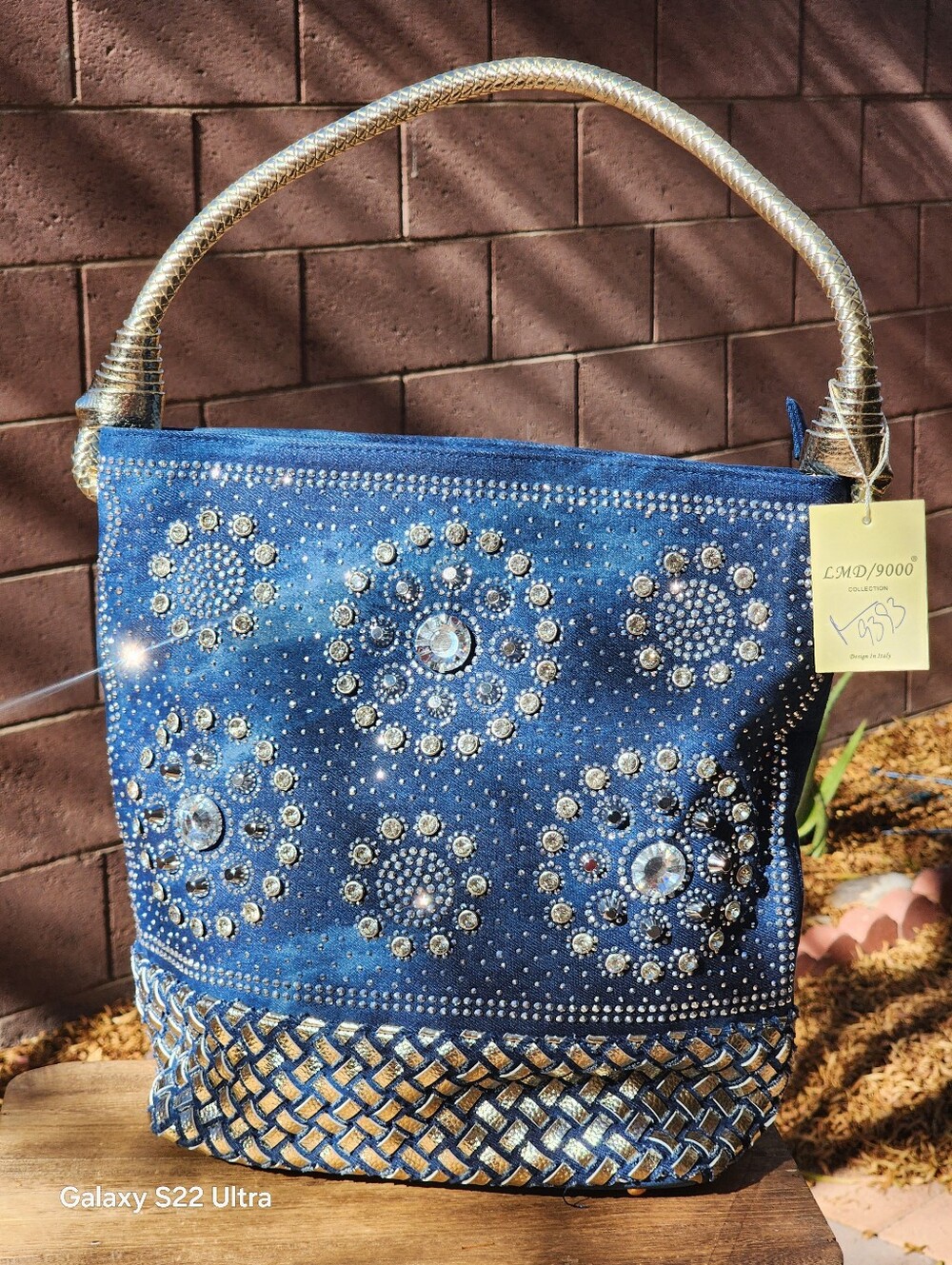 LMD/9000 Women's Fashion Denim Hobo Bucket Floral Pattern Denim  Shoulder Bag